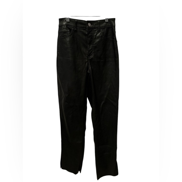 Express Womens Sz 00R Faux Leather Pants Black Modern Straight Super High Rise - Picture 1 of 8